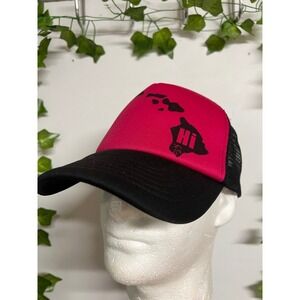 Vintage‎ Hawaii Islands Pink/Black Mesh Trucker Snapback Cap Hawaiian Head Wear